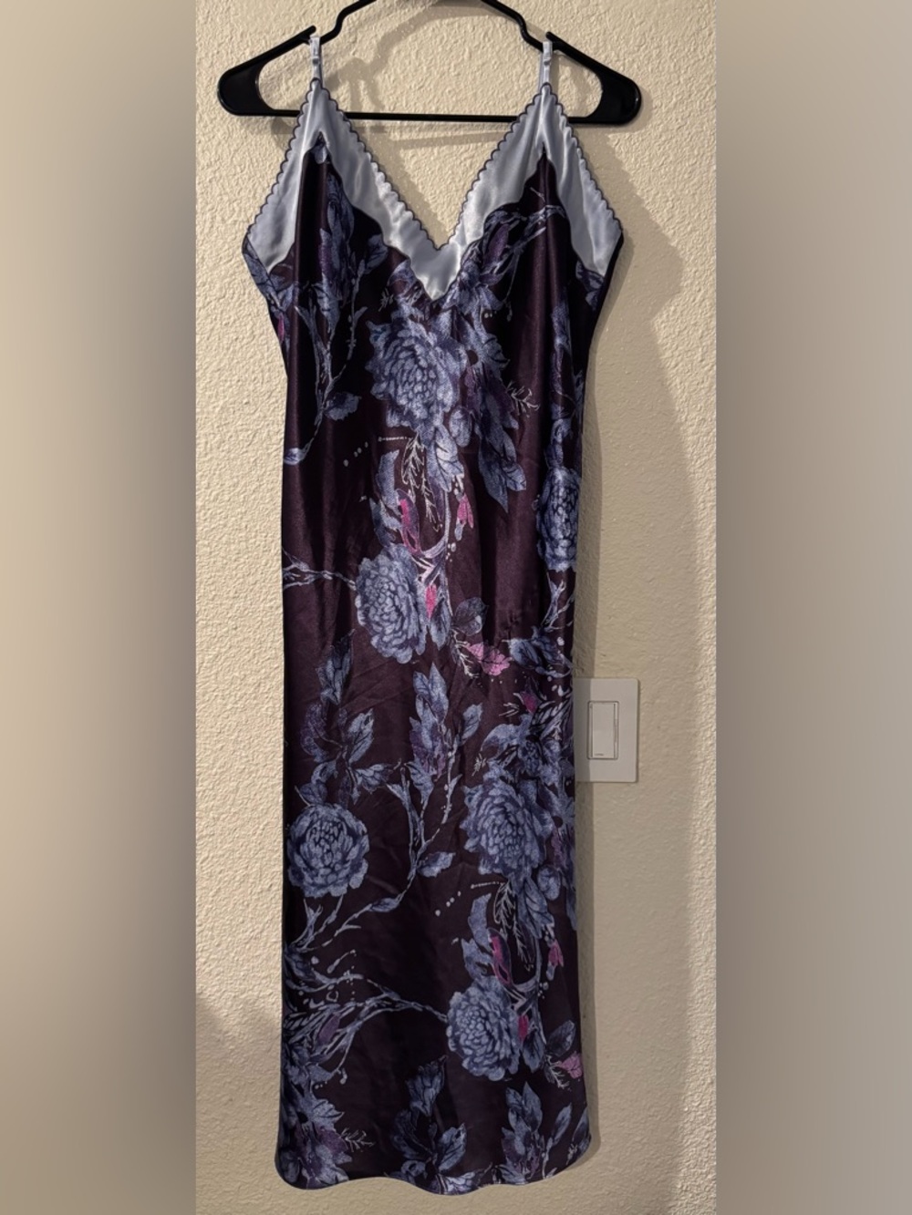 Jones New York Purple Slip Maxi Dress with Lavender Floral Print